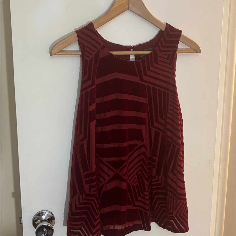 Anthropologie Sunday In Brooklyn Velvety Red Top SZ Small Tank Sleeveless Lush